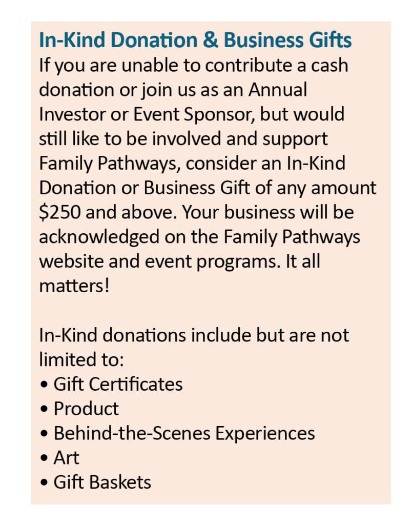 Information about donating In-Kind Gifts