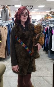 Image of woman in wookie costume