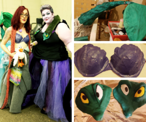 image of two women dressed as Little Mermaid characters