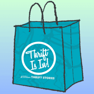 Thrift is in tote bag