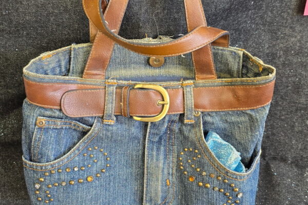 purse made from thrifted jeans