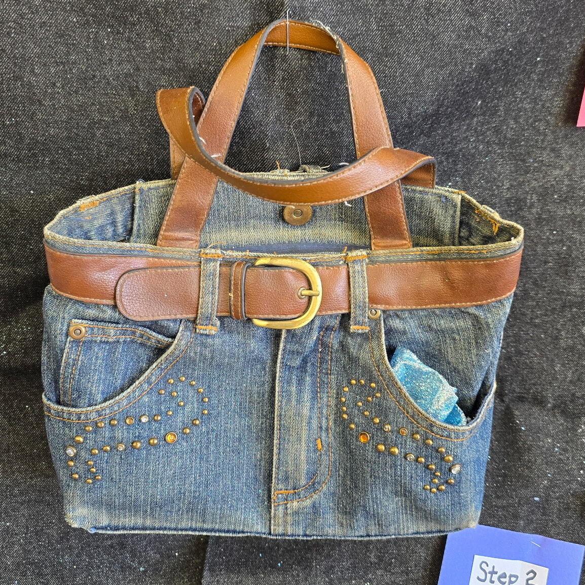 purse made from thrifted jeans